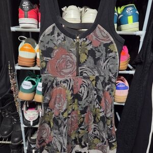 Vintage Rose Floral Print Dress, Size Large